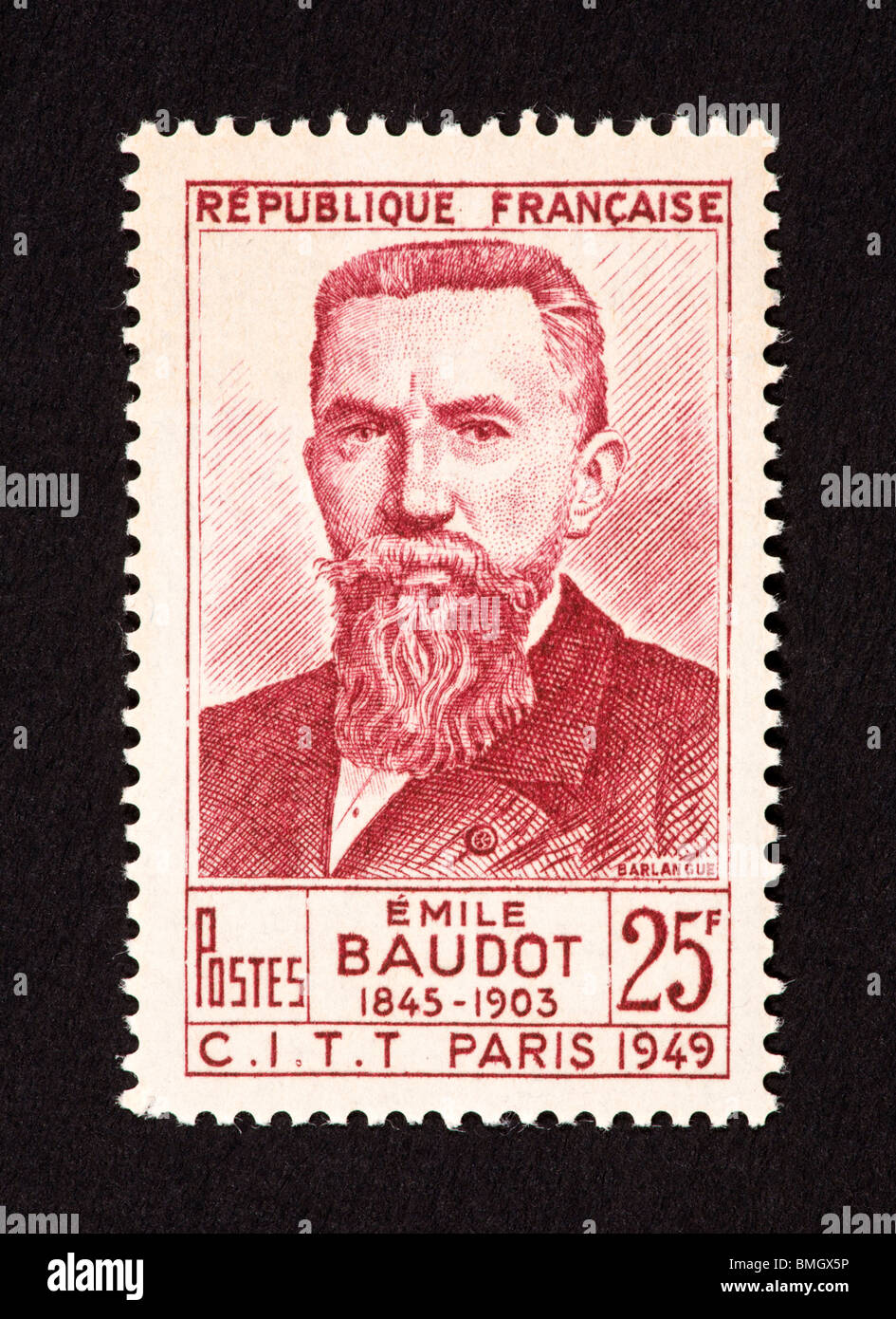 Postage stamp from France depicting Emile Baudot Stock Photo, Royalty