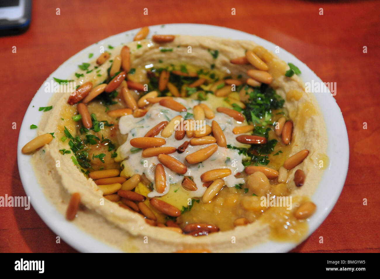 Israel, Jerusalem Hummus restaurant a plate of Hummus Stock Photo