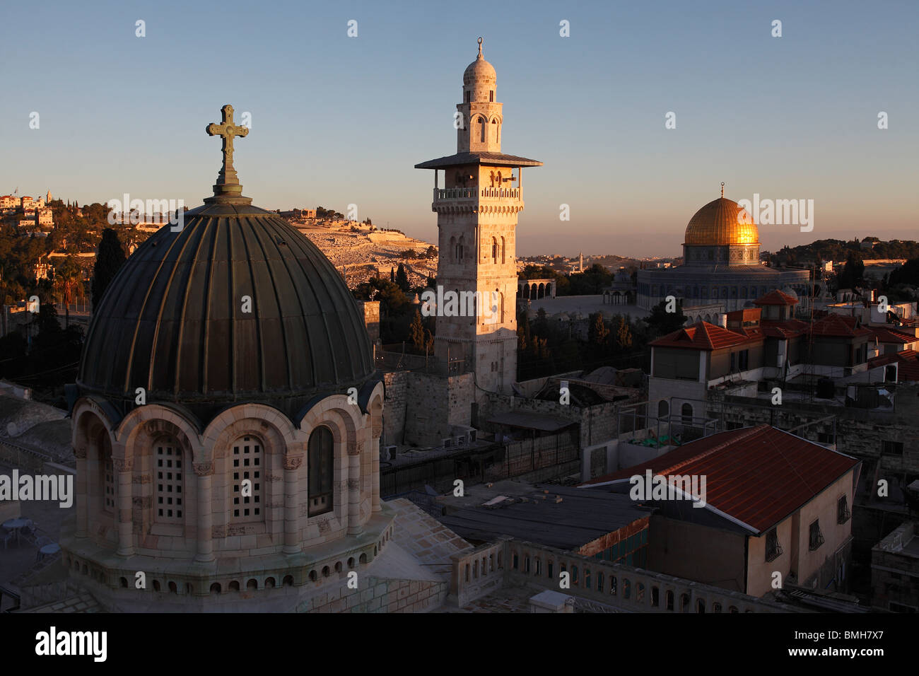 Israel Jerusalem Ecce Homo Basilica Bab El Ghawanimeh Mosque Minaret