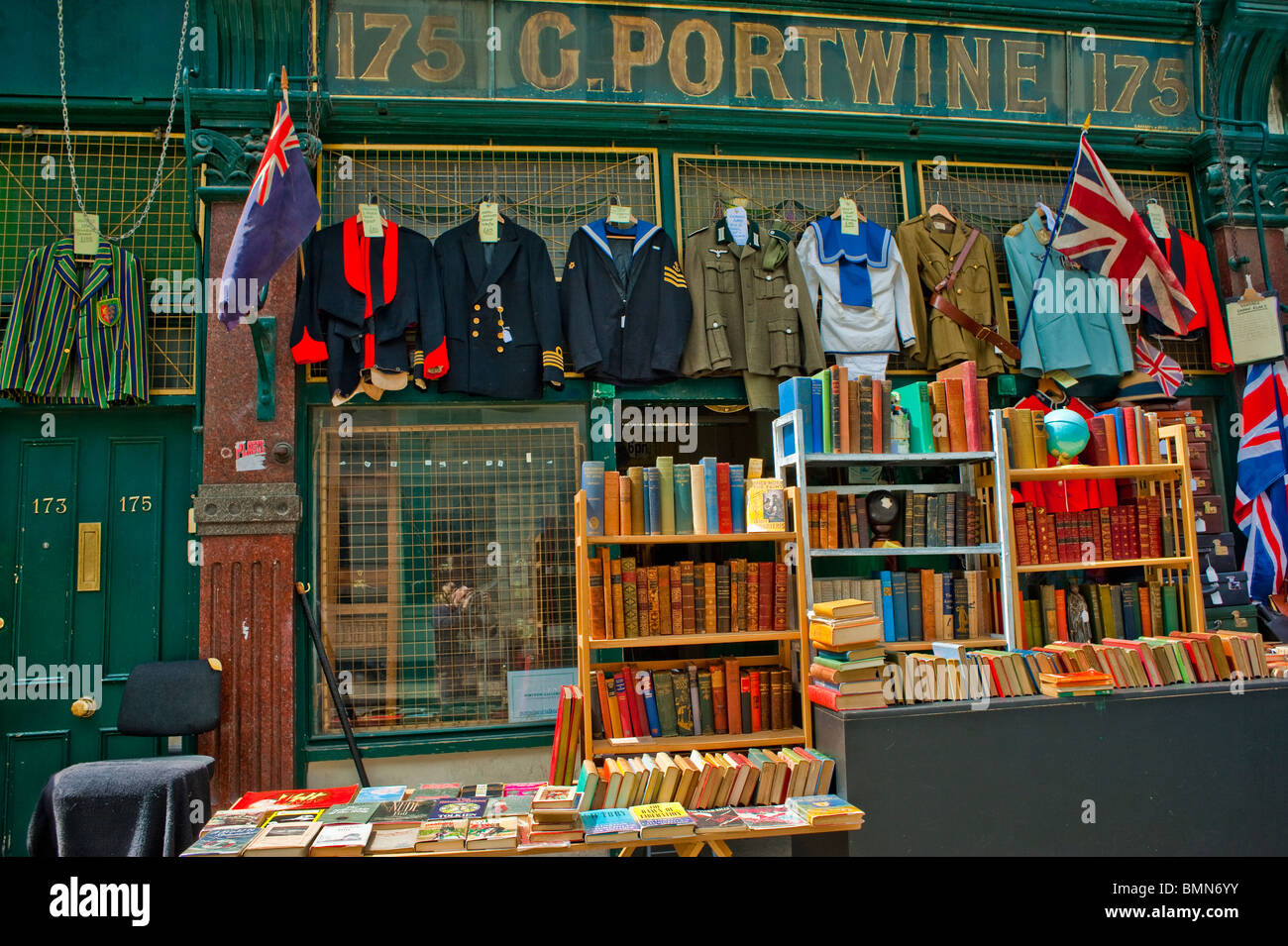 London, England, UK, Vintage Clothing shop Front, Display on Stock