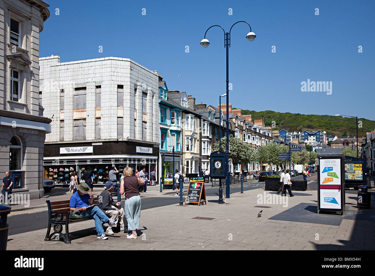 Shopping street Aberystwyth town centre Wales UK Stock Photo, Royalty