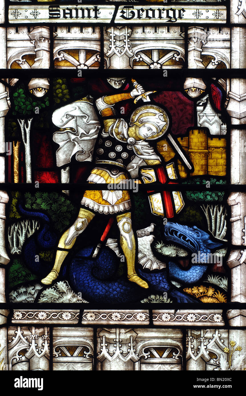St. and the Dragon stained glass, St. John the Baptist Church