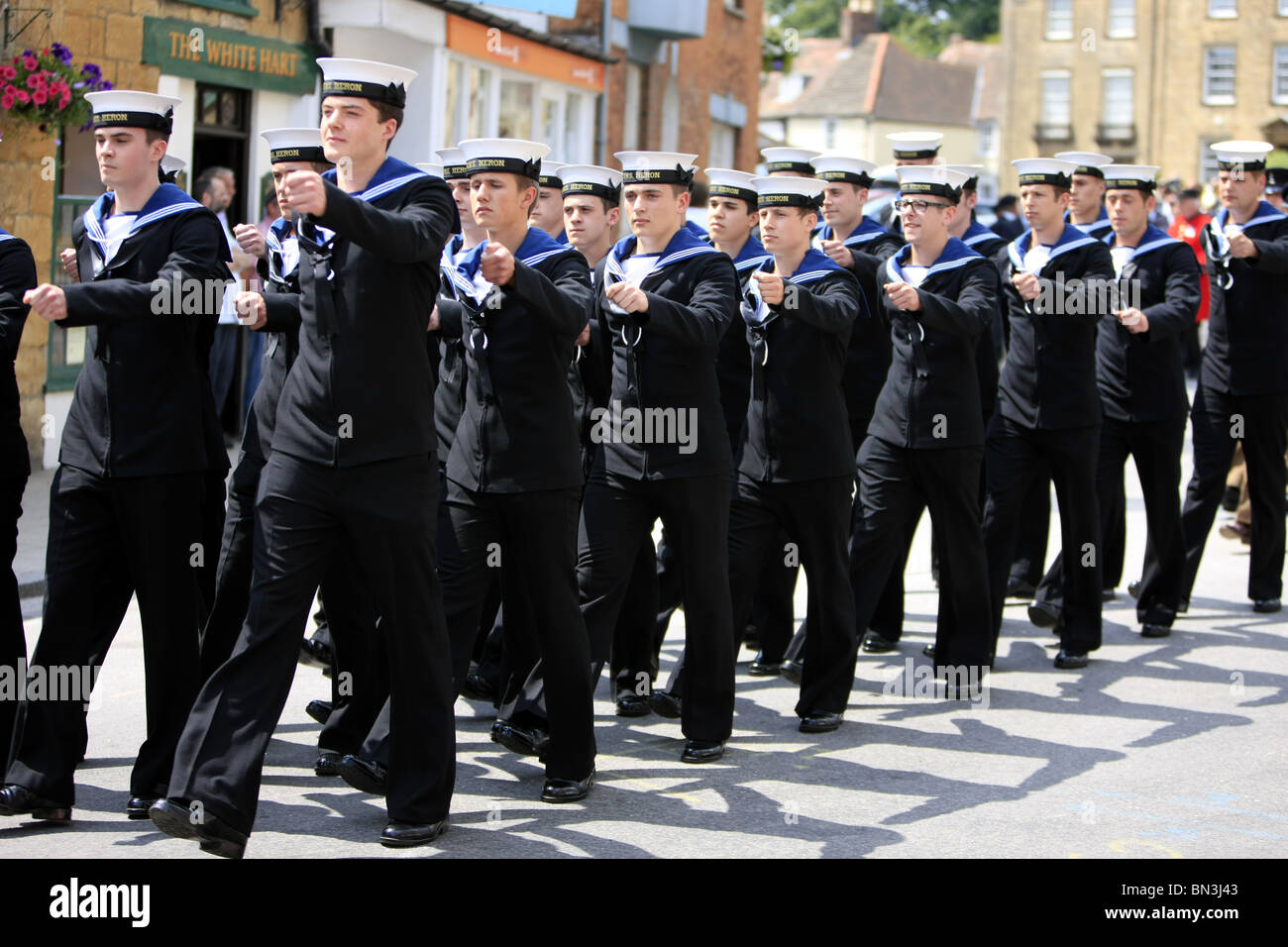 UK Armed Forces Day Parade Royal Navy Sailors from HMS Heron Marching