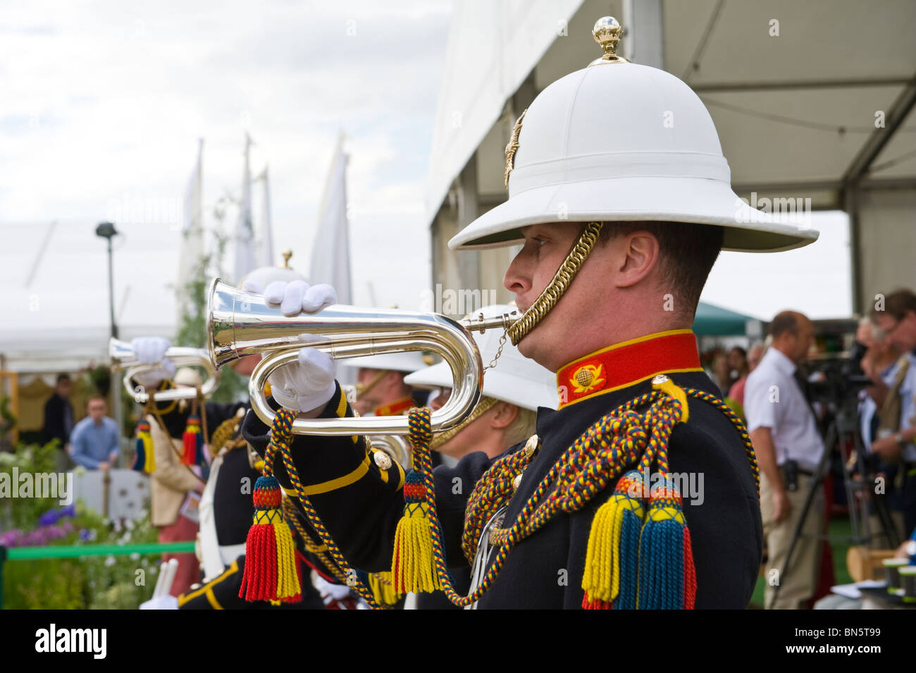Royal Marines Corps of Drums from CTC Lympstone performing at Hay Stock
