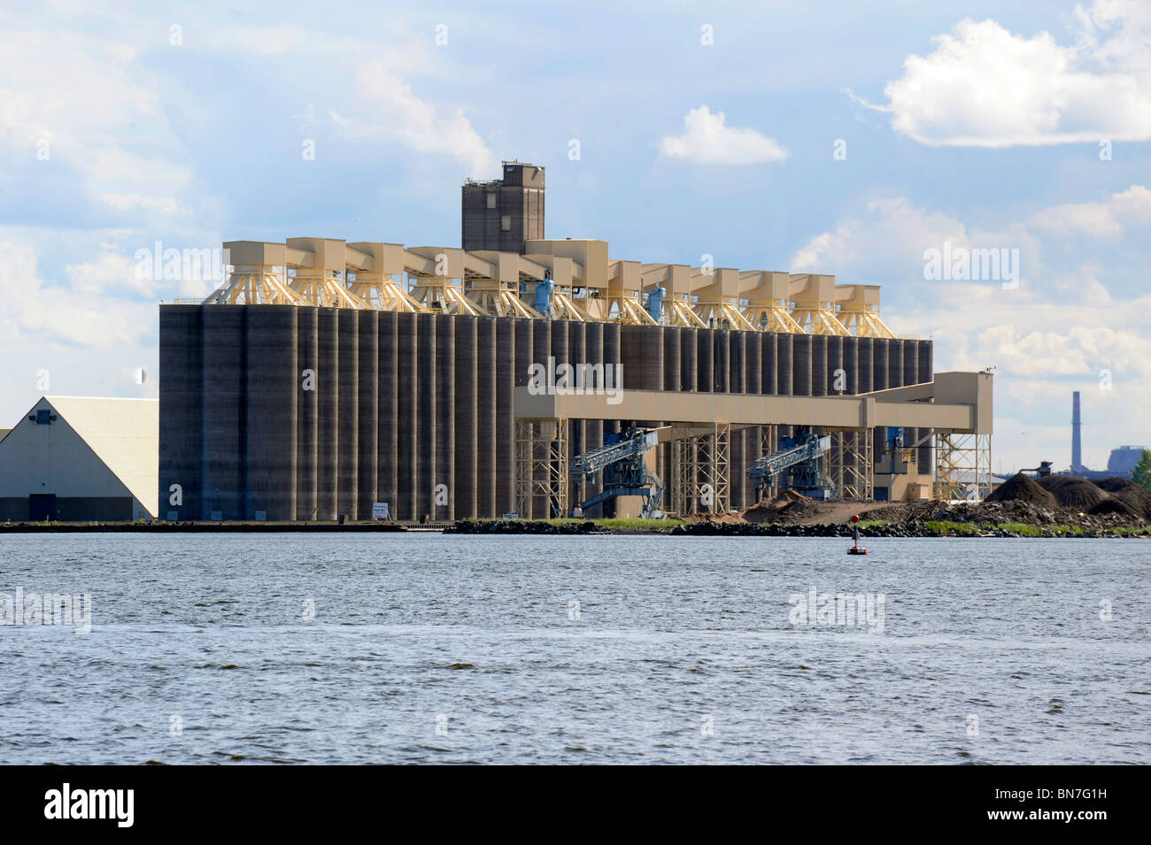 Grain Elevators in Duluth Minnesota Harbor Stock Photo, Royalty Free