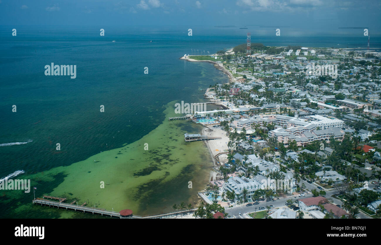 Aerial View, Key West, Florida, Oceanside Stock Photo, Royalty Free