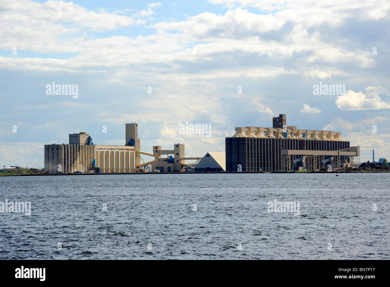 Grain Elevators in Duluth Minnesota Harbor Stock Photo, Royalty Free