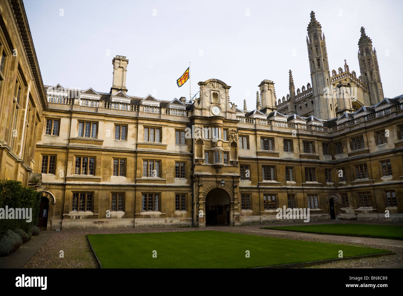 The interior of Clare College 's courtyard / quadrangle. Cambridge Stock Photo, Royalty Free