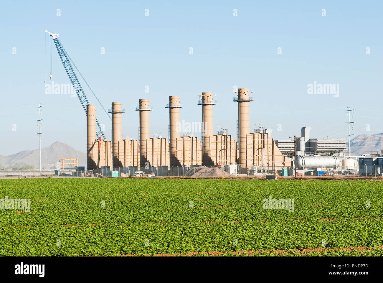 A new quick-start natural gas power plant under construction in Stock
