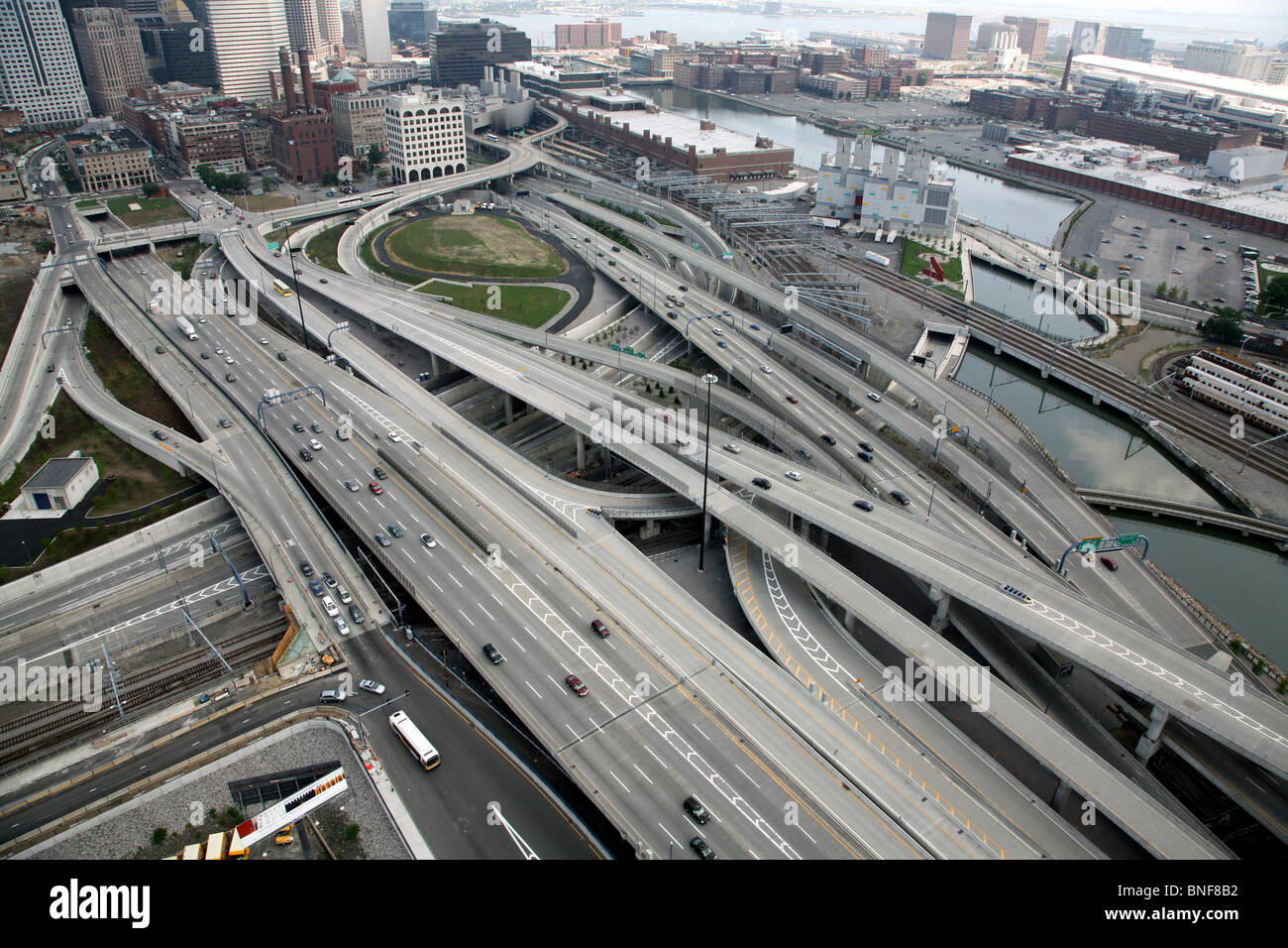 USA, Massachusetts, Boston, Highway, elevated view Stock Photo, Royalty