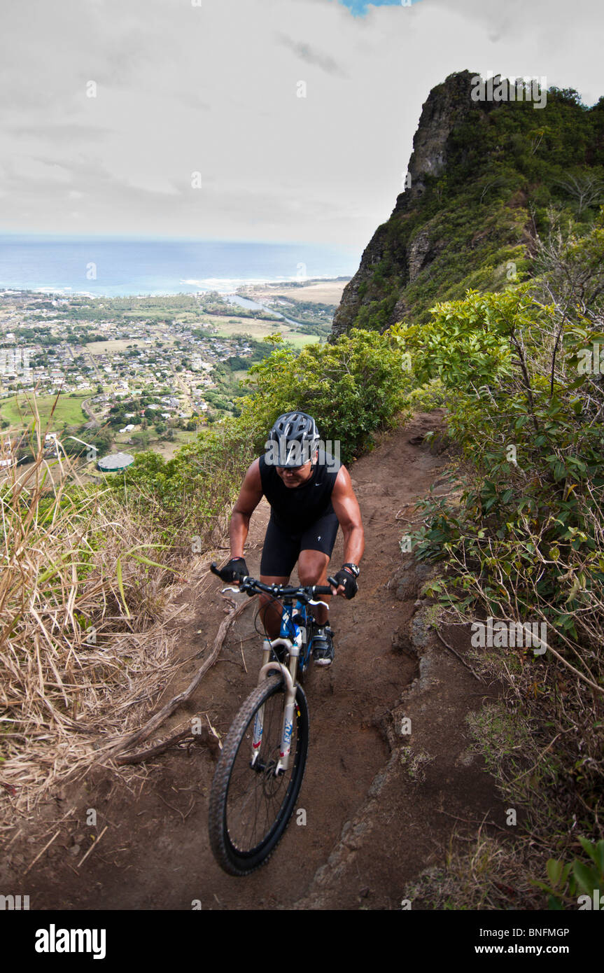 Mountain Biking On Mt Nonou Sleeping Giant Kauai Hawaii Stock pertaining to Cycling Kauai