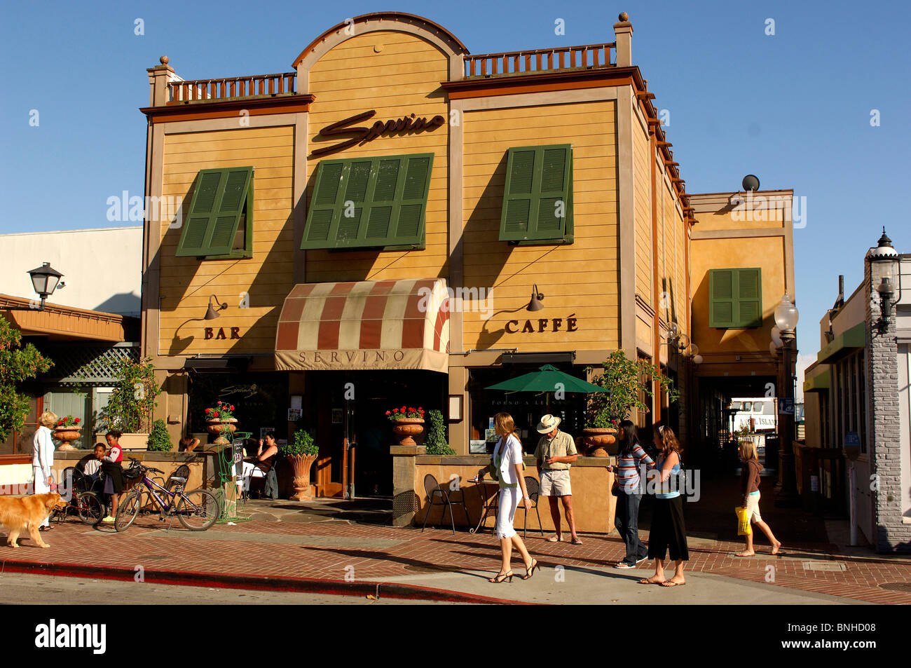 Usa Tiburon Town California Cafe People Street Summer Small Town Stock