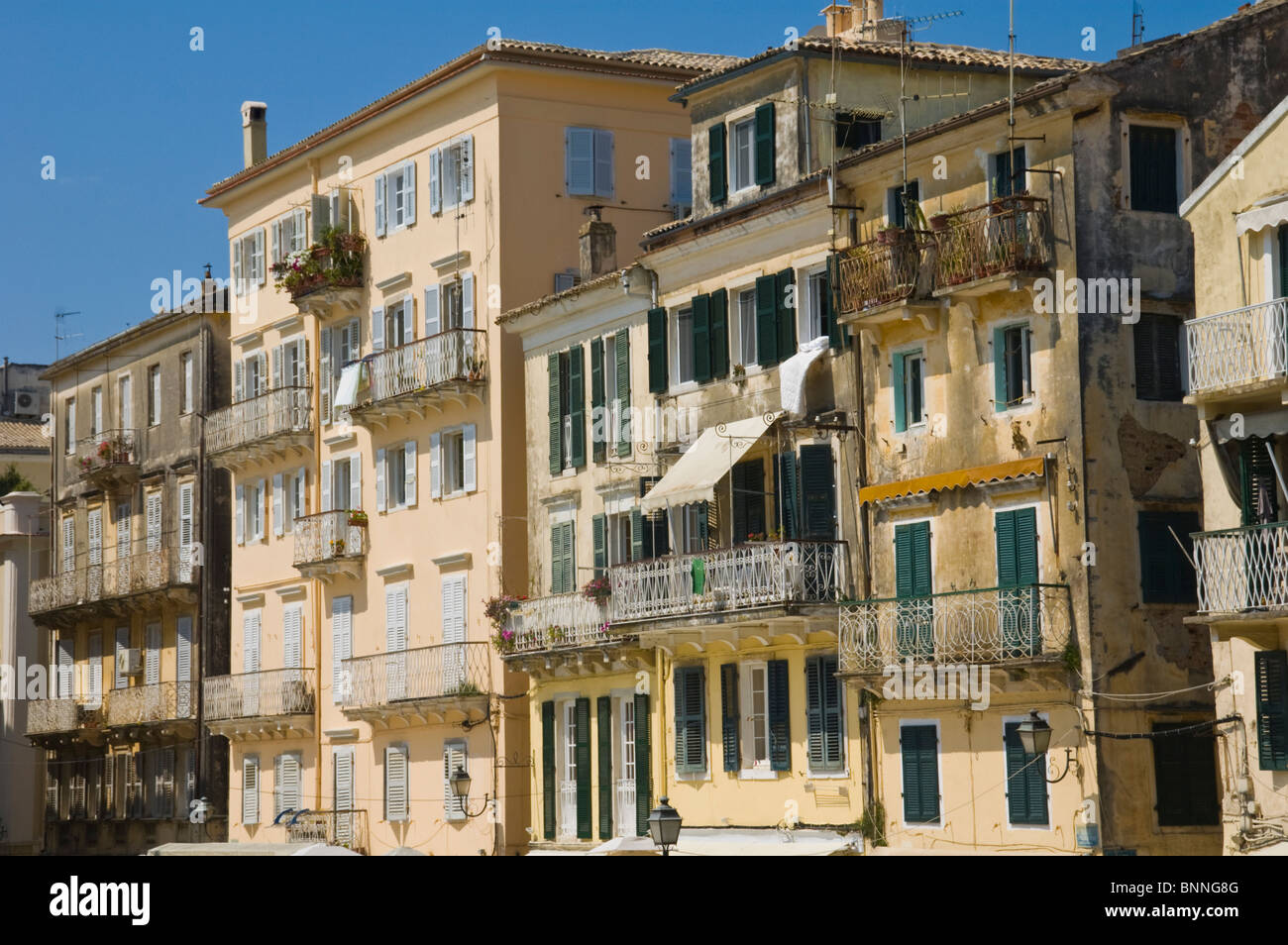 Venetian Style traditional venetian style buildings in old corfu town on the Venetian Style traditional venetian style buildings in old corfu town on the