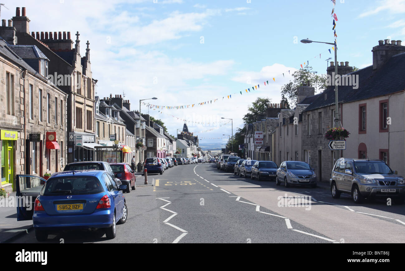 street scene Auchterarder Scotland July 2010 Stock Photo, Royalty Free