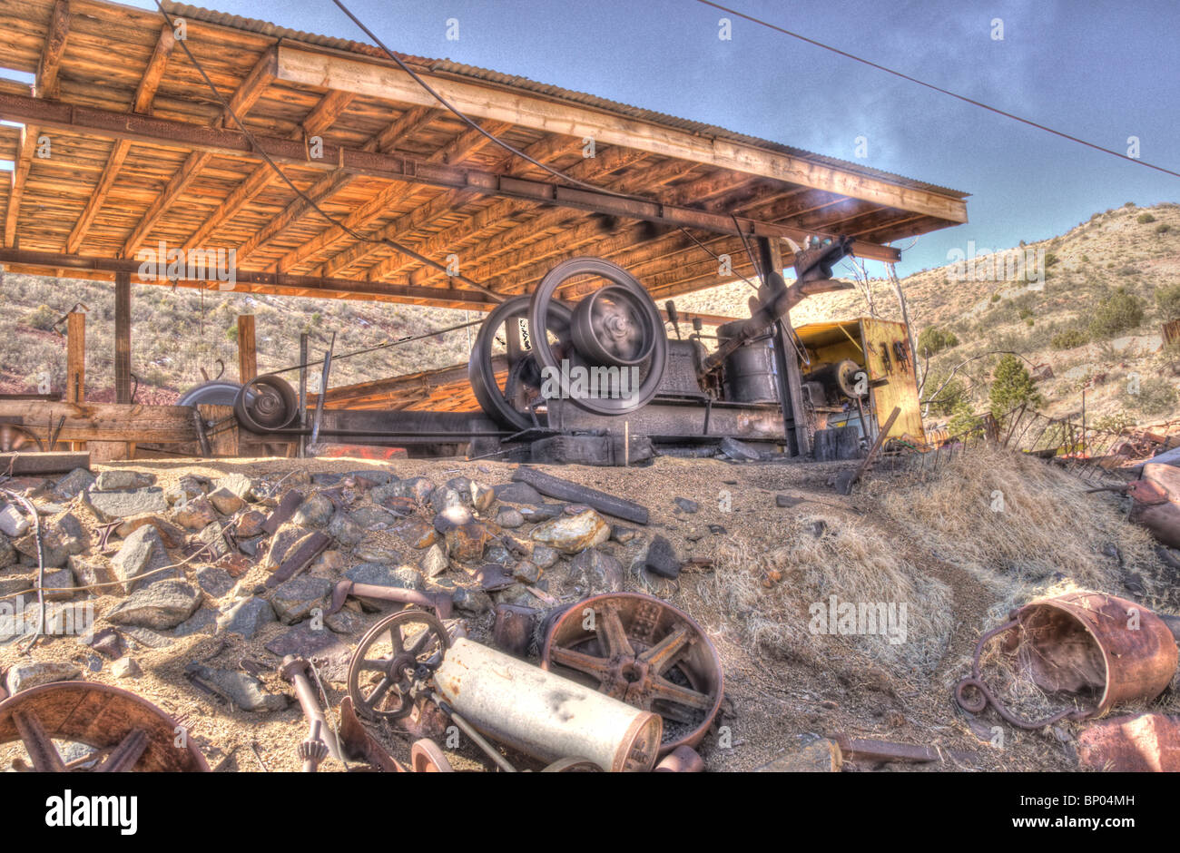 Lumber Saw Mill Jerome Arizona Stock Photo, Royalty Free Image
