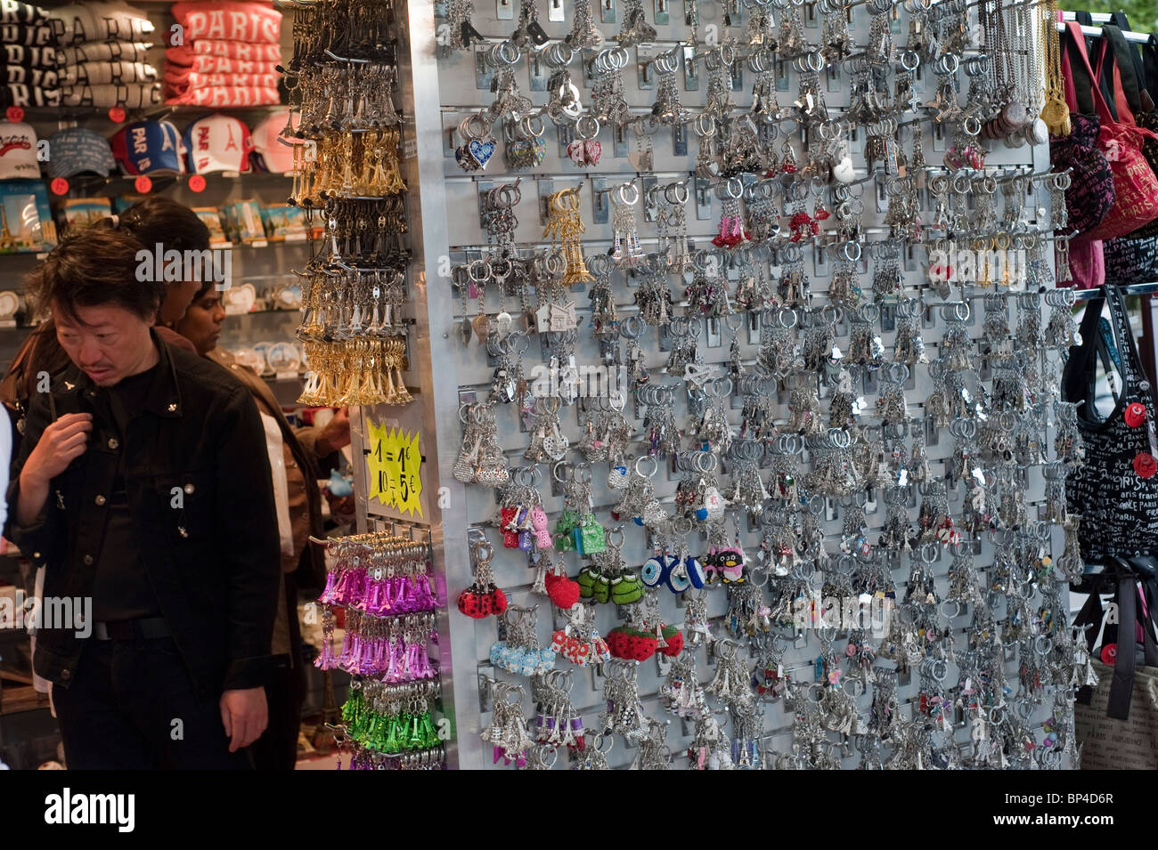 Paris, France, Tourists near Eiffel Tower, Buying Souvenirs in Shop
