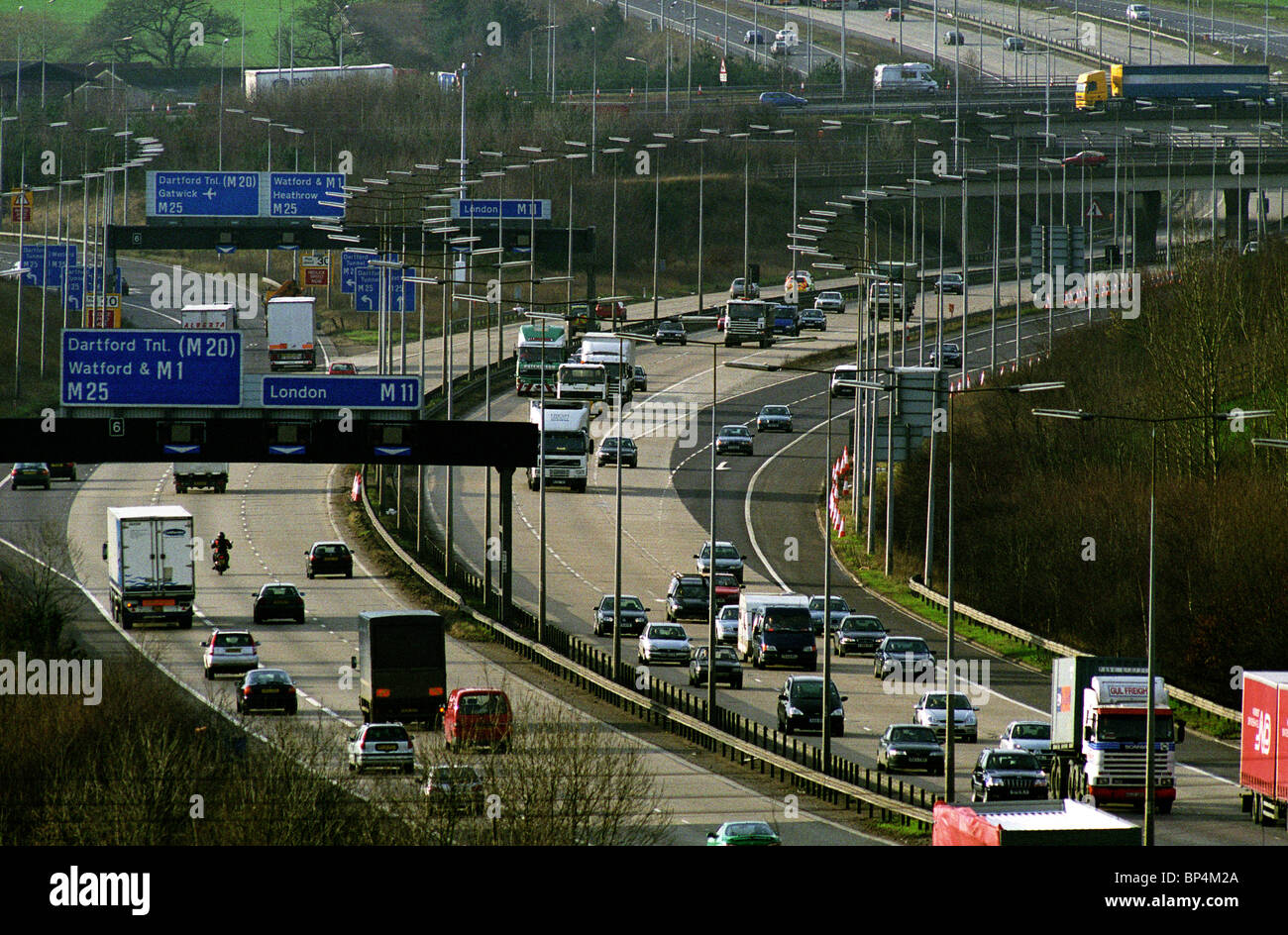 the-m11-motorway-in-essex-britain-looking-south-towards-the-m25-stock