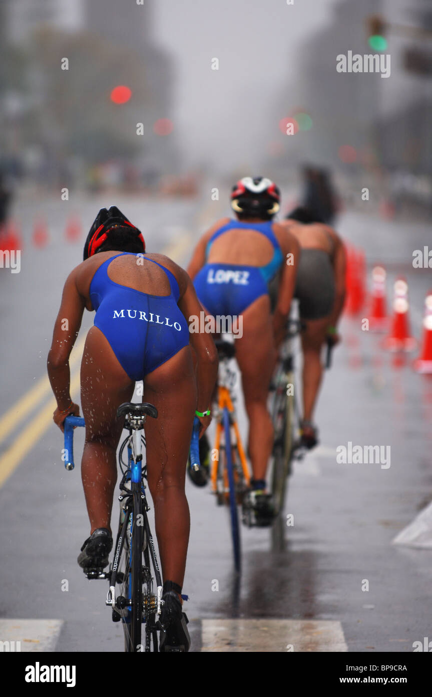 Woman Triathlon Cycling Stock Photo Alamy