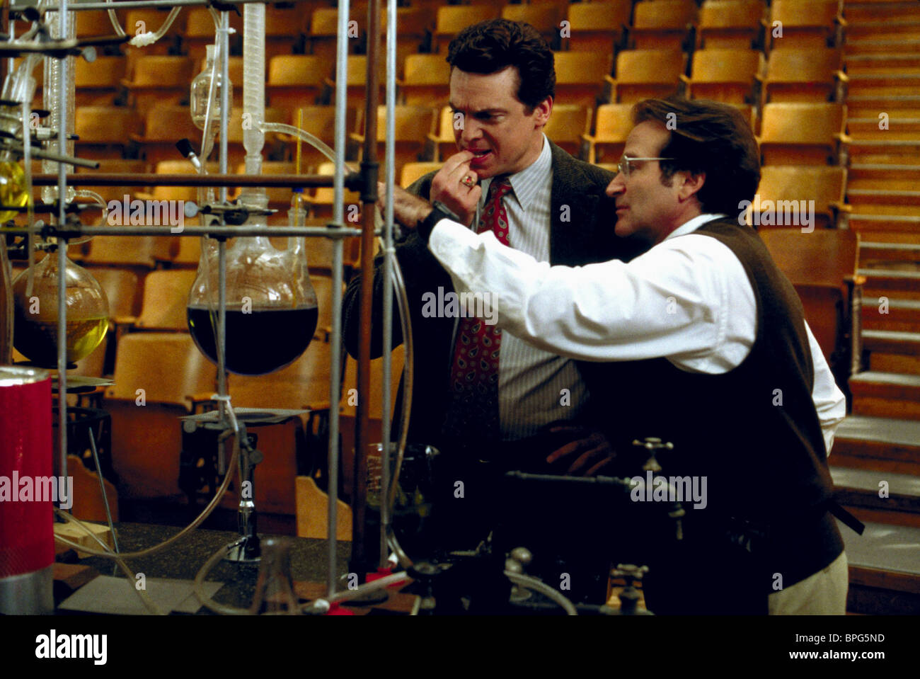 CHRISTOPHER MCDONALD & ROBIN WILLIAMS FLUBBER (1997 Stock Photo