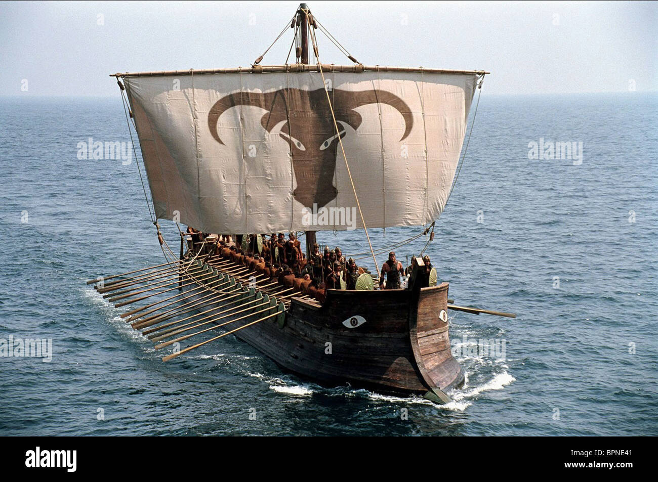 SAILING SHIP WITH OARS TROY (2004 Stock Photo, Royalty Free Image