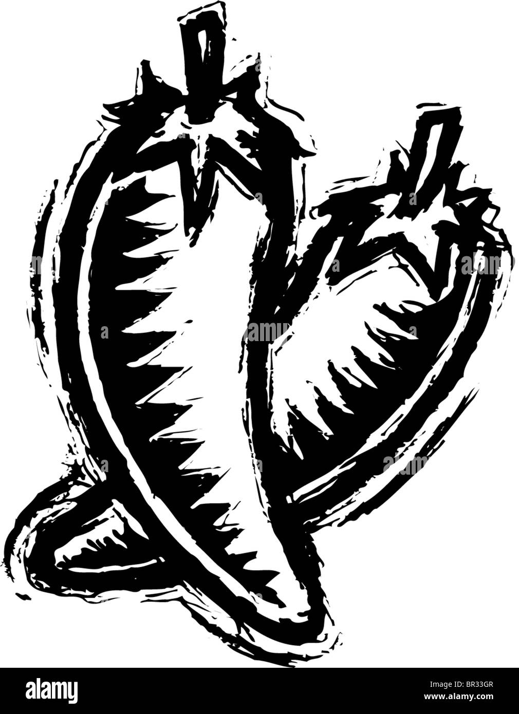 A drawing of jalapeno peppers in black and white Stock Photo, Royalty