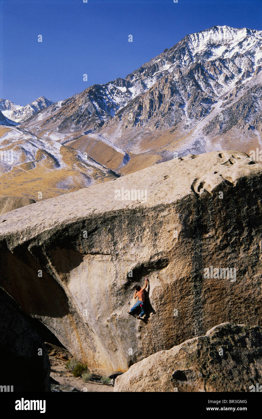 Bouldering in the Buttermilks, California Stock Photo, Royalty