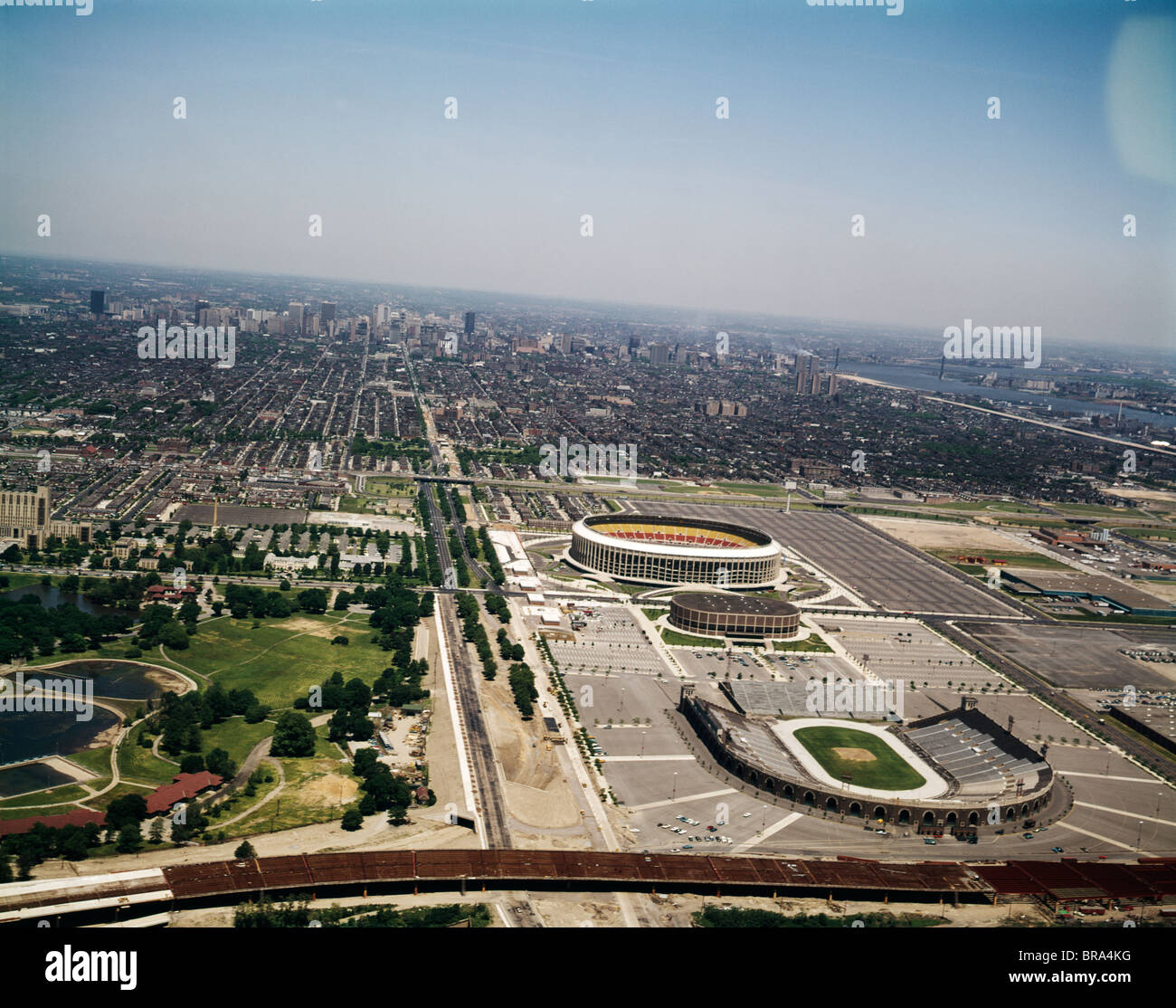 1970s AERIAL VIEW VETERANS STADIUM THE SPECTRUM AND OLD JFK STADIUM