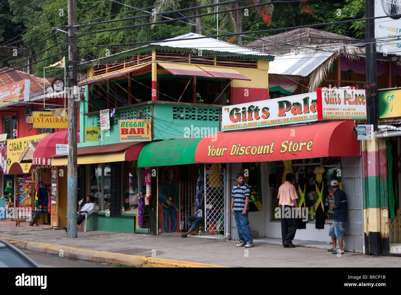 Street scene in Montego Bay Jamaica Caribbean Stock Photo, Royalty Free
