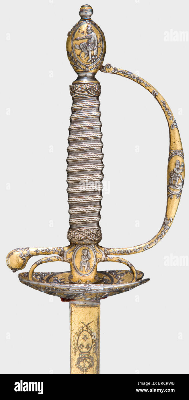A fine French gilt courtsword with chiselled hilt, circa 1780 A Stock