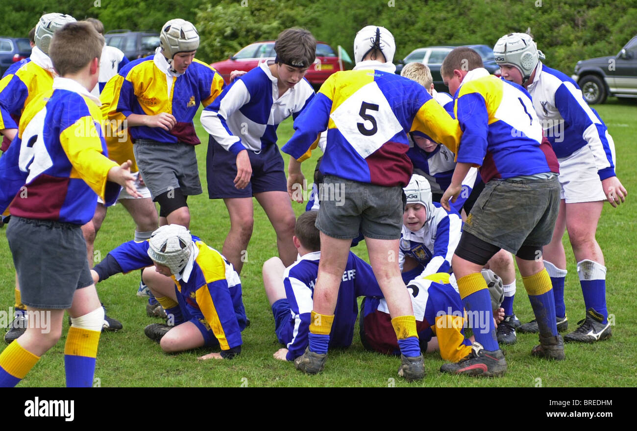 Young rugby union players in games and receiving Stock Photo, Royalty Free Image