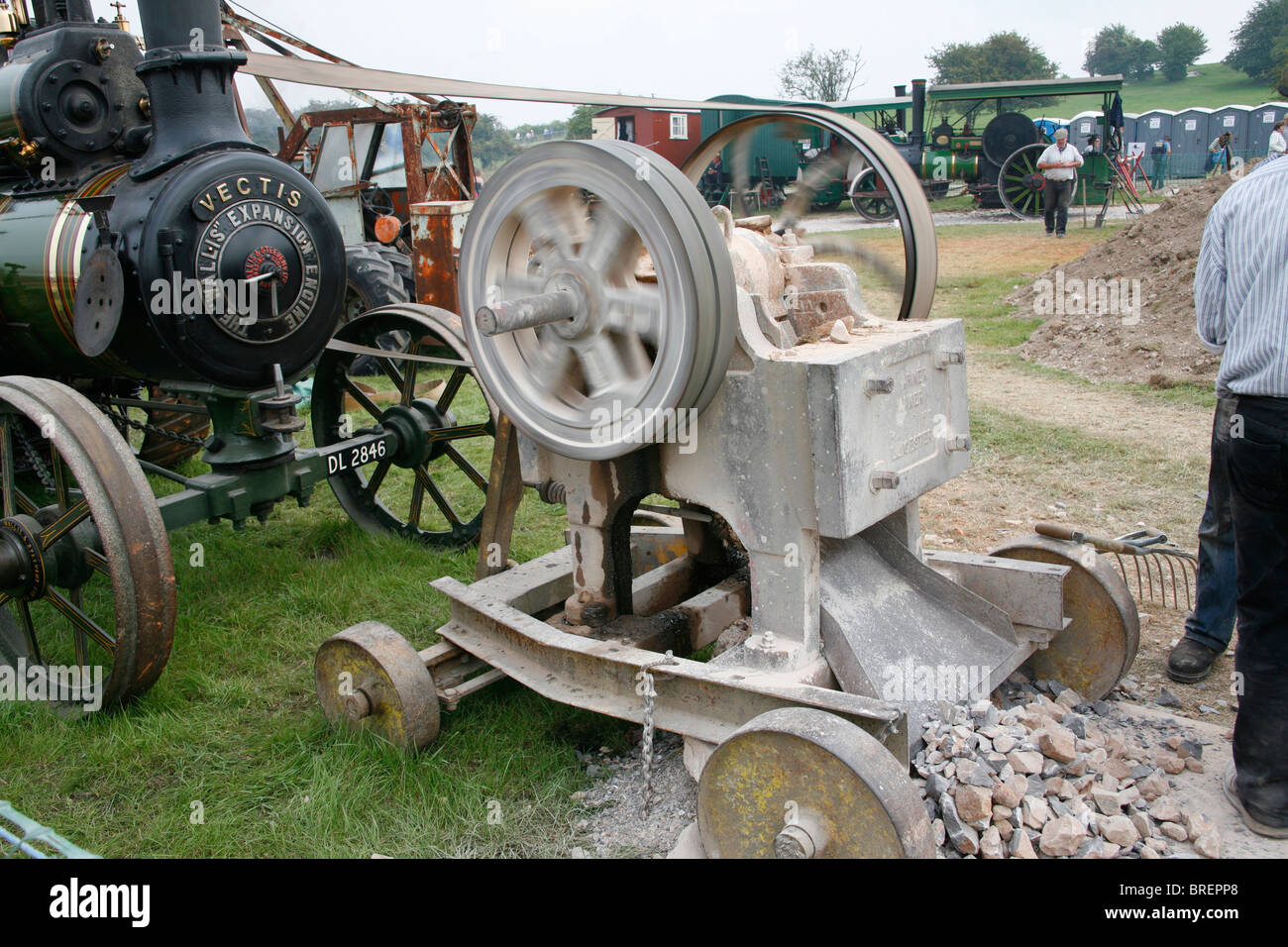 vintage stone crusher powered by steam engine uk Stock Photo, Royalty