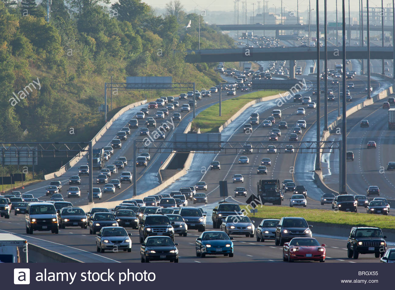 Morning Rush Hour In The Toronto Bound Lanes Of Highway 401 On The