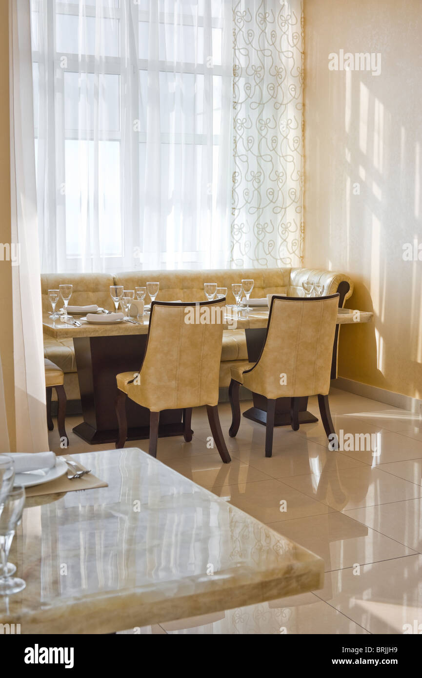 restaurant interior of beige colours with leather seats stock restaurant interior of beige colours with leather seats stock