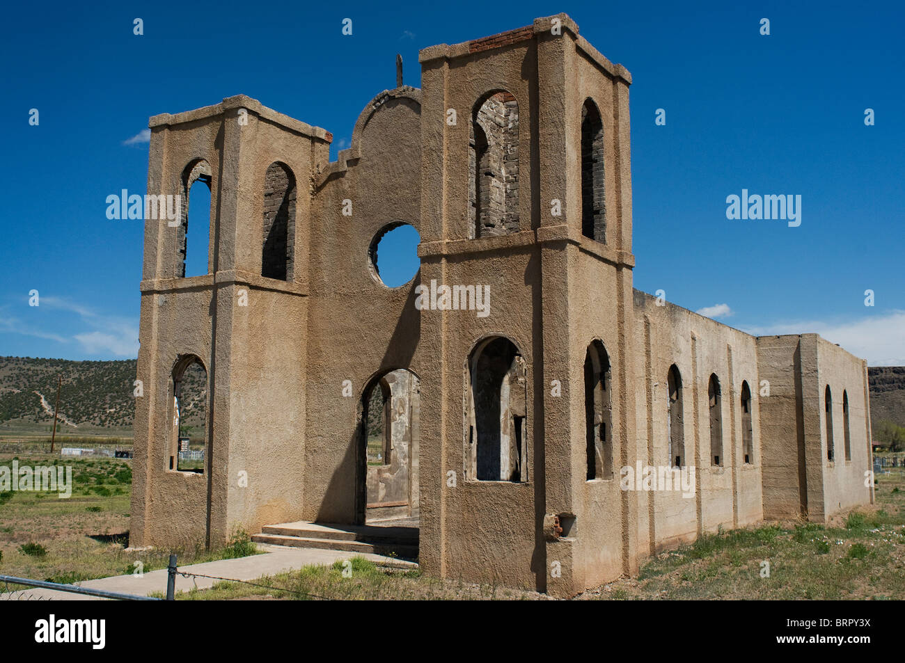 Old church ruins in Antonito Colorado Stock Photo, Royalty Free Image