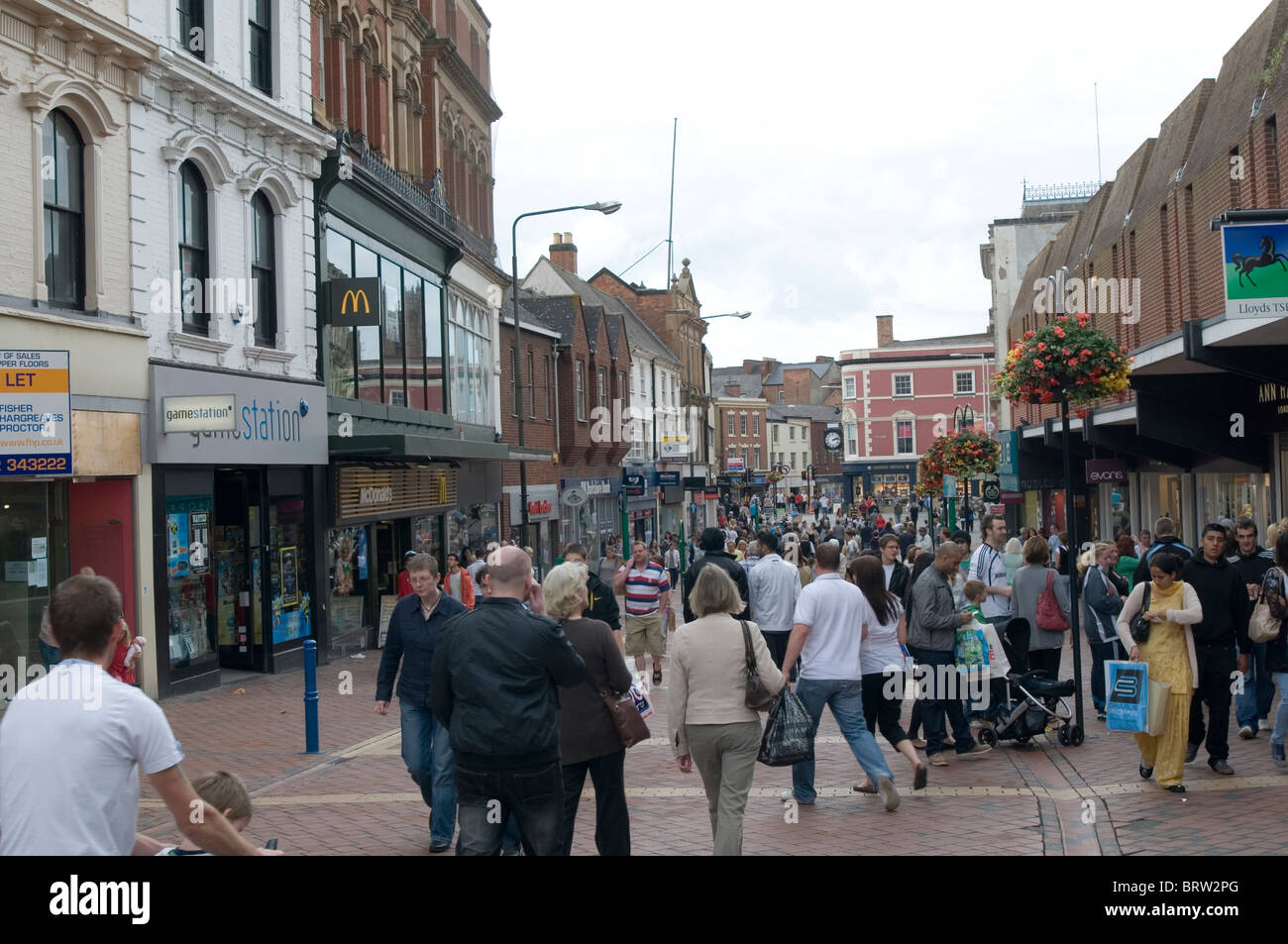 derby town center centre uk highstreet city shops shop shopping Stock