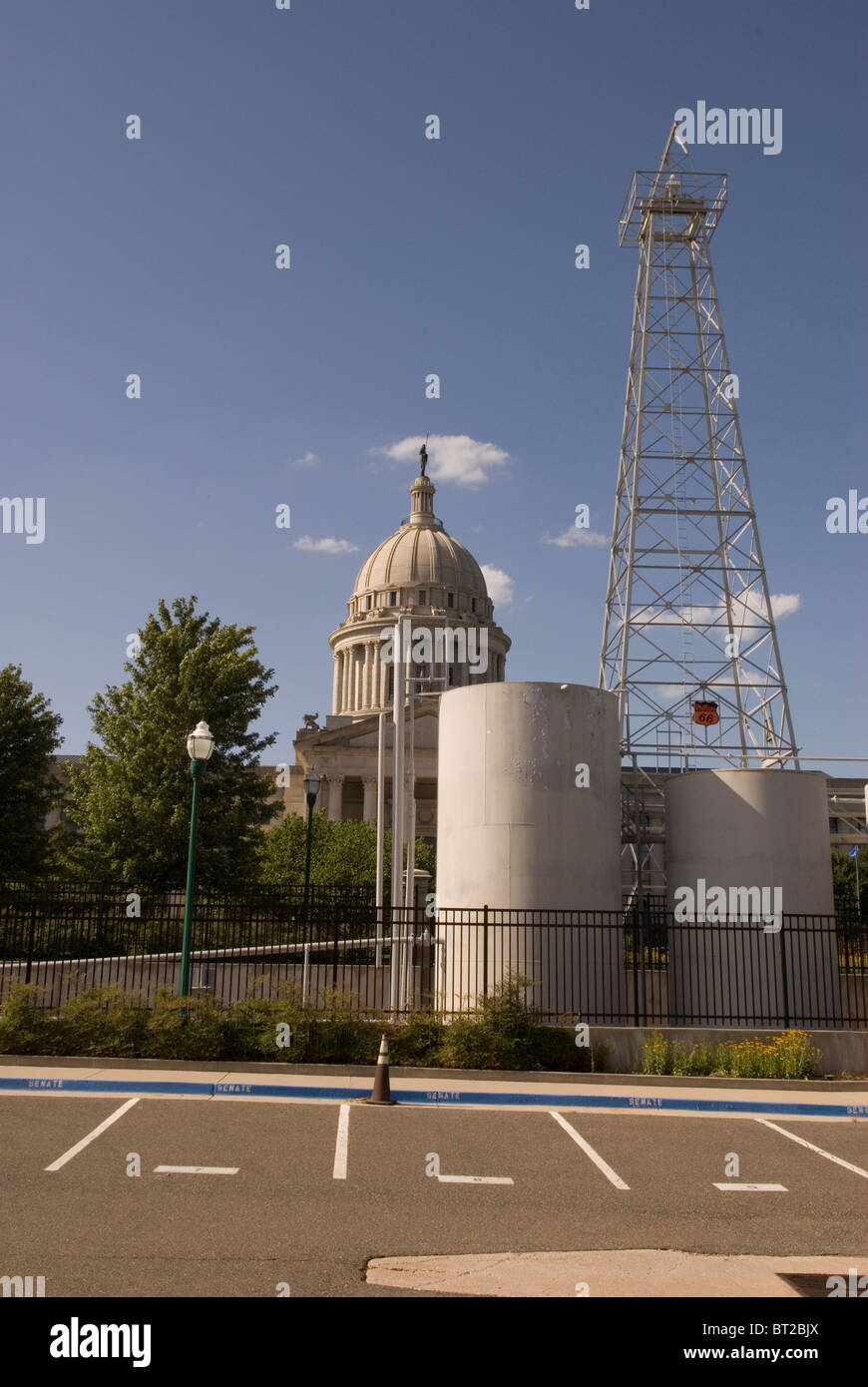 Oil Well on State Capitol Building Lawn in Oklahoma City OK USA Stock