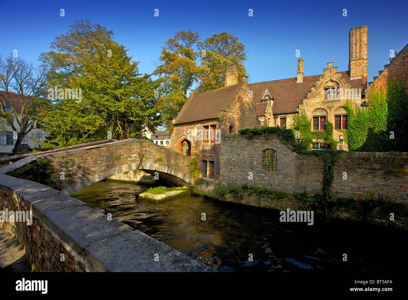 St Boniface Bridge, Bruges, Belgium in the early Autumn Stock Photo