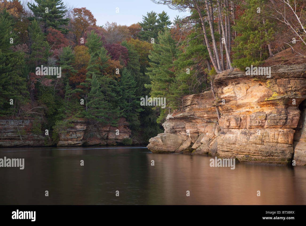 sandstone bluff above the Wisconsin River, Dells of the Wisconsin Stock