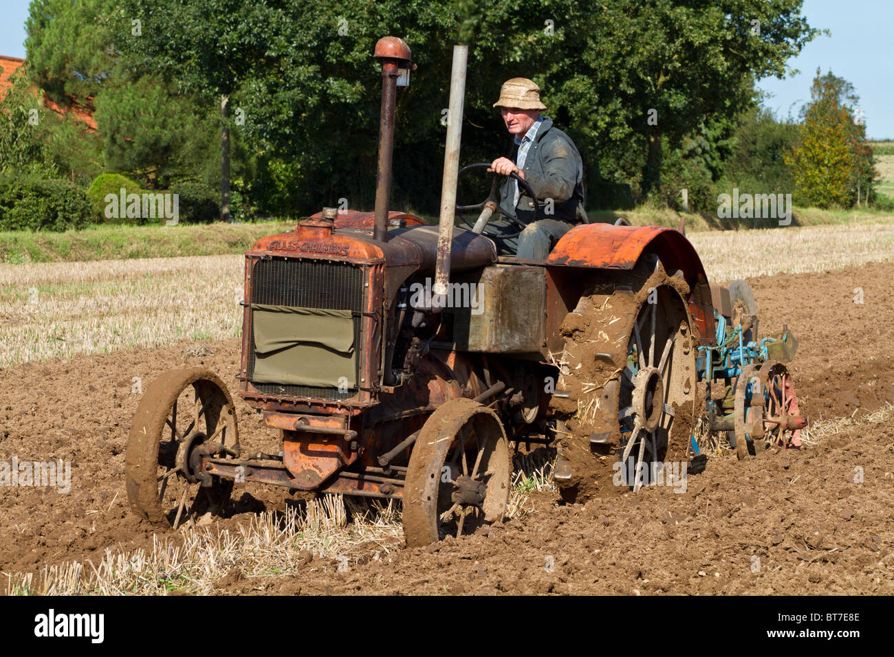 1920's Allis Chalmers vintage tractor ploughing at the 2010 Ingworth