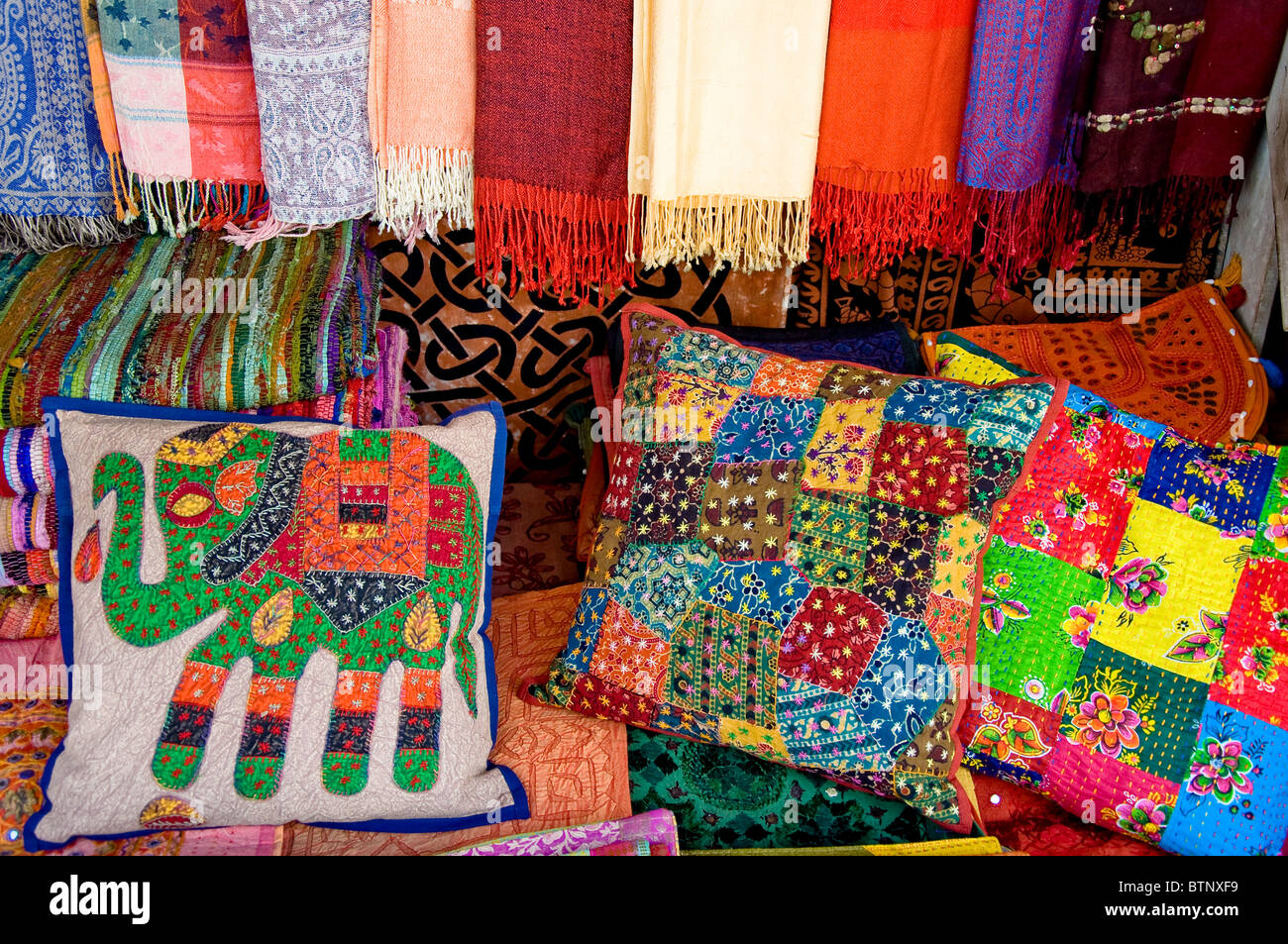 Textiles, Pushkar Market, Rajasthan India Stock Photo, Royalty Free