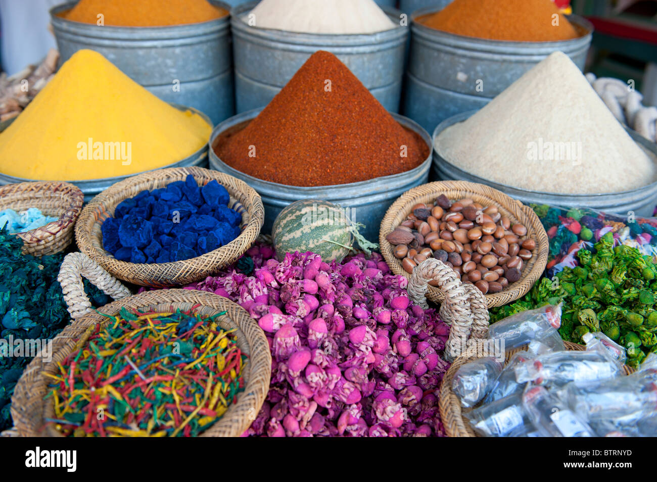 Herbs and Spices Medina Souk Marrakech Morocco North Africa Stock Photo