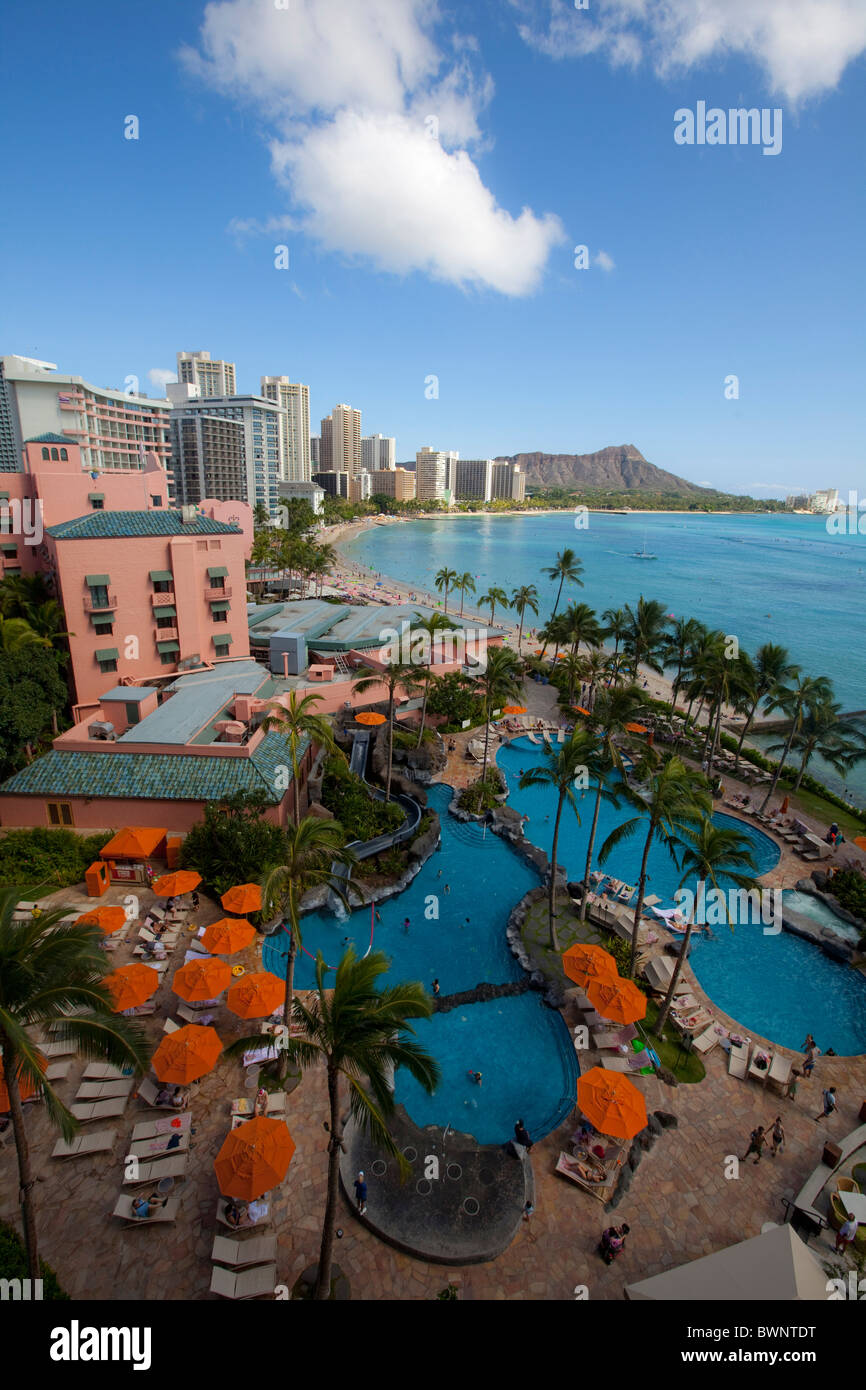Sheraton, Waikiki, Honolulu, Oahu, Hawaii Stock Photo, Royalty Free