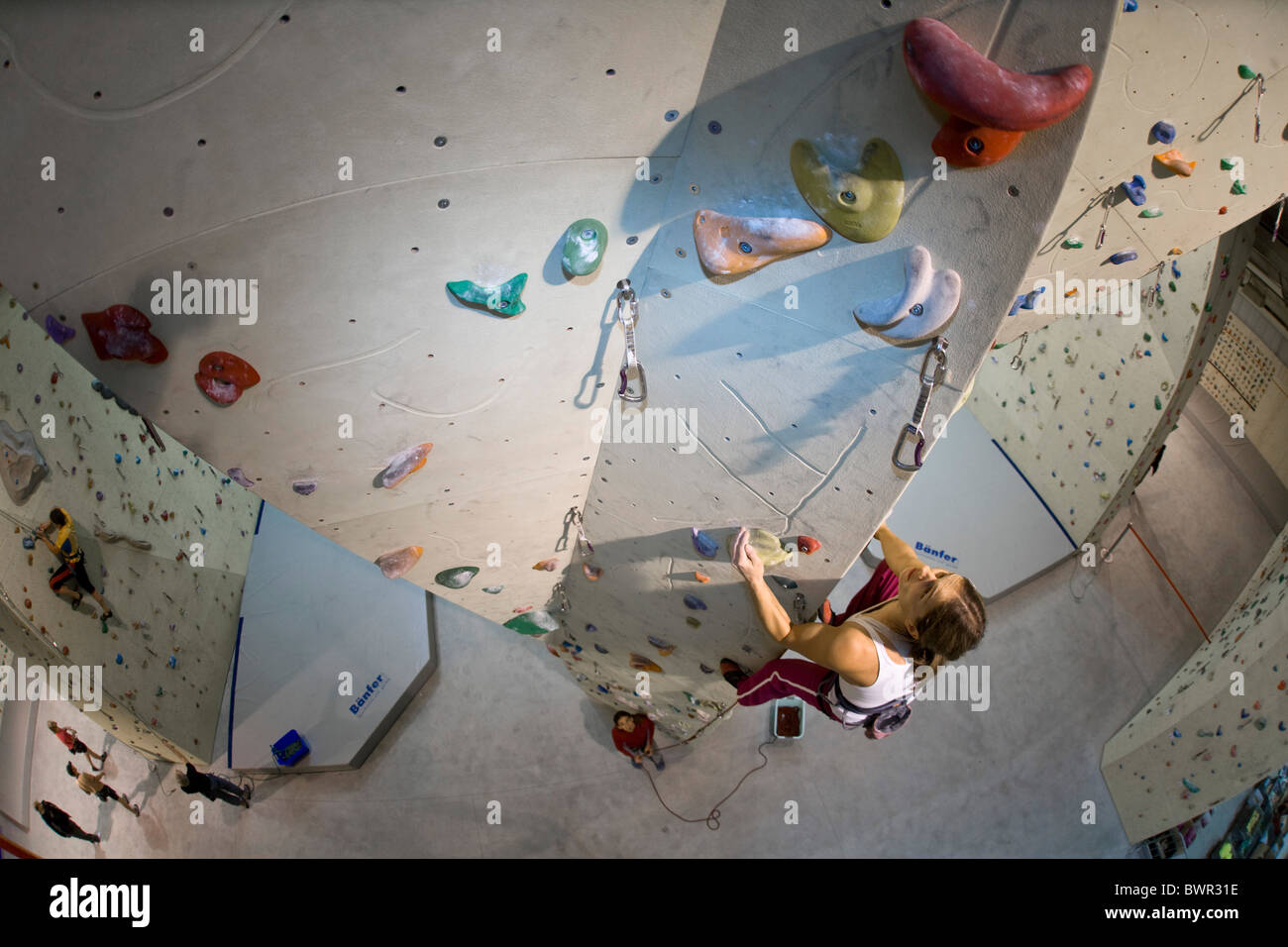 Free climbing indoor climbing climbing indoors extreme sports Stock