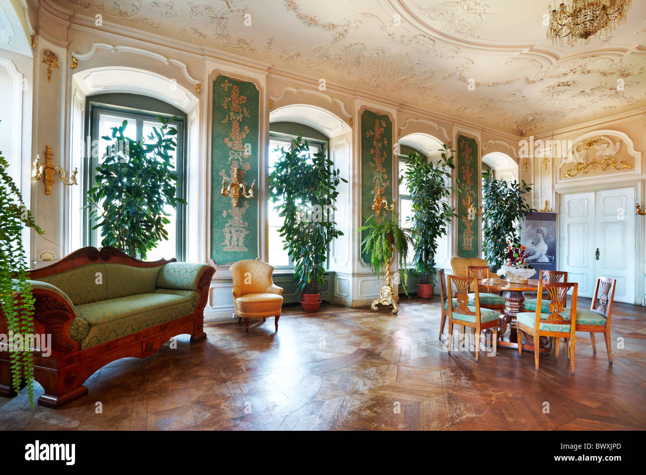 ksiaz castle - interior - green hall, sudeten mountains, silesia ksiaz castle - interior - green hall, sudeten mountains, silesia