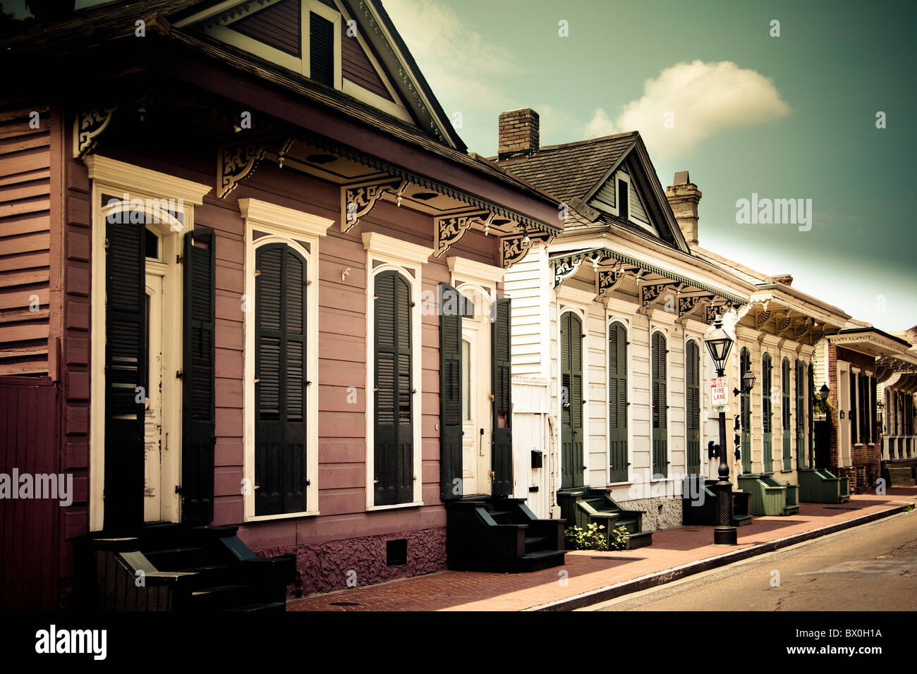 The Spanishstyle architecture of the French Quarter in New Orleans