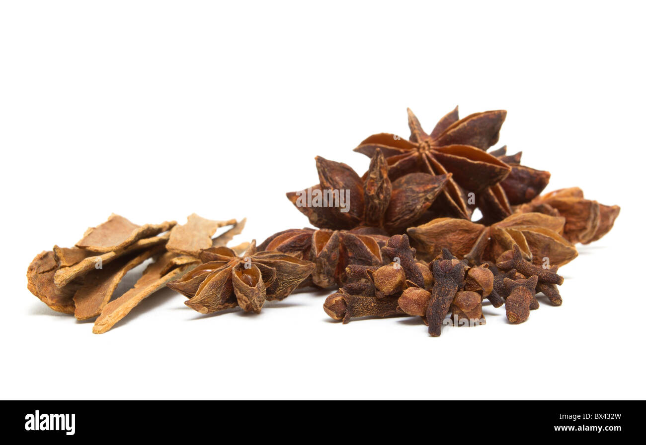 Winter Spices Of Cinnamon Cloves And Star Anise From Low Perspective