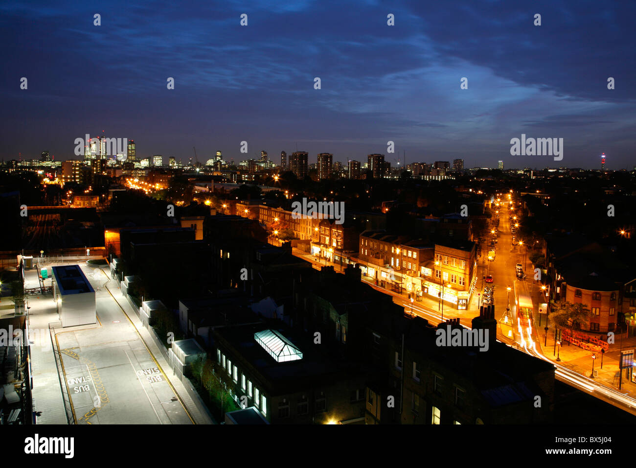 Rooftop View Of The City Of London Skyline From Dalston London Uk