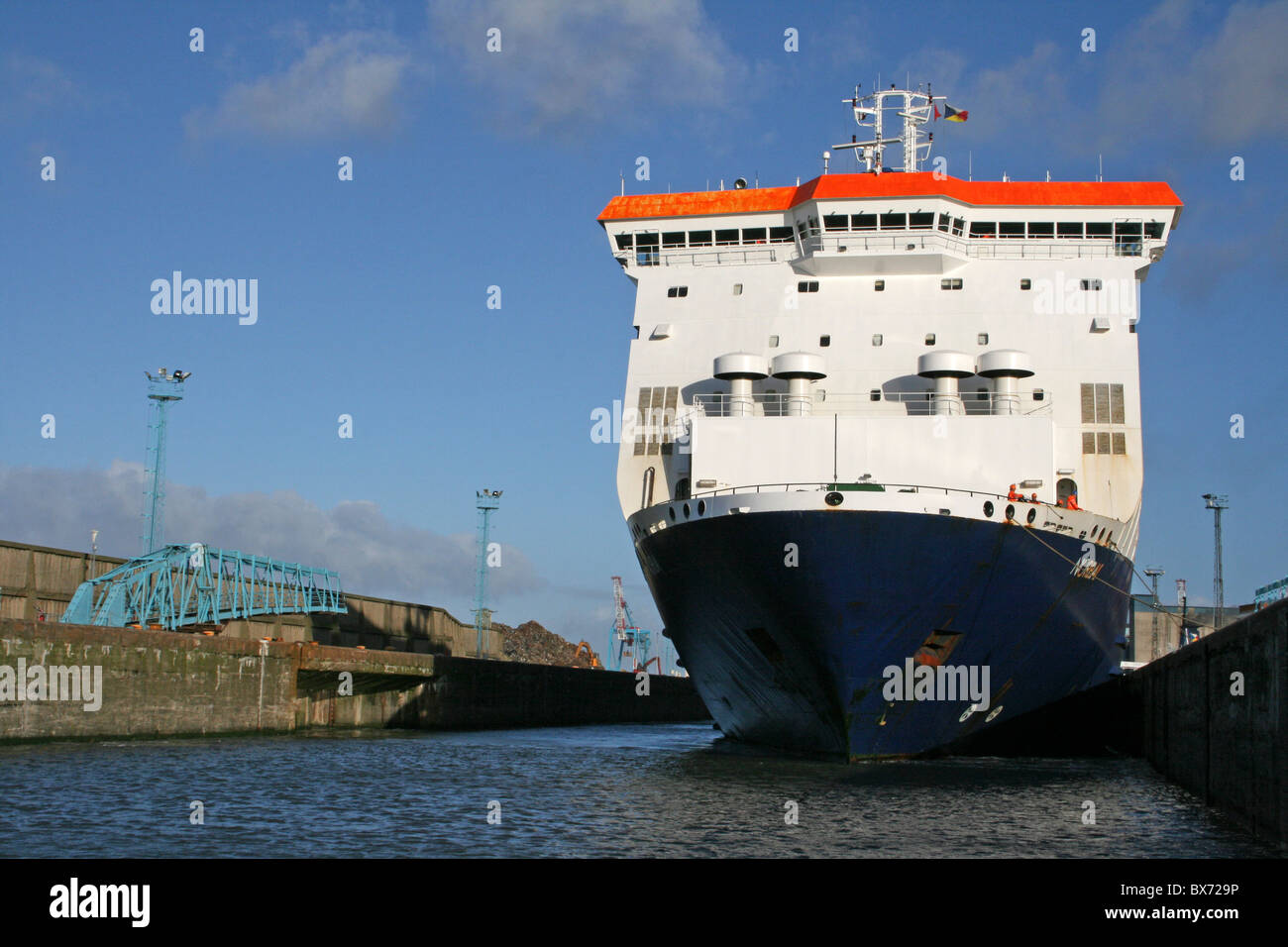 P&O Ferry 'Norbay' In Langton Lock, Liverpool Docks, UK Stock Photo
