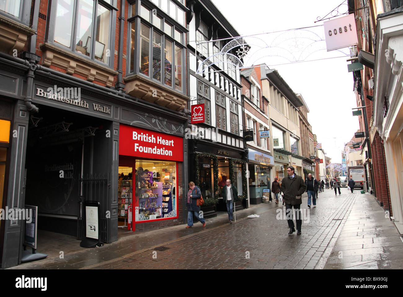 Shops on Bridlesmith Gate, Nottingham, England, U.K Stock Photo