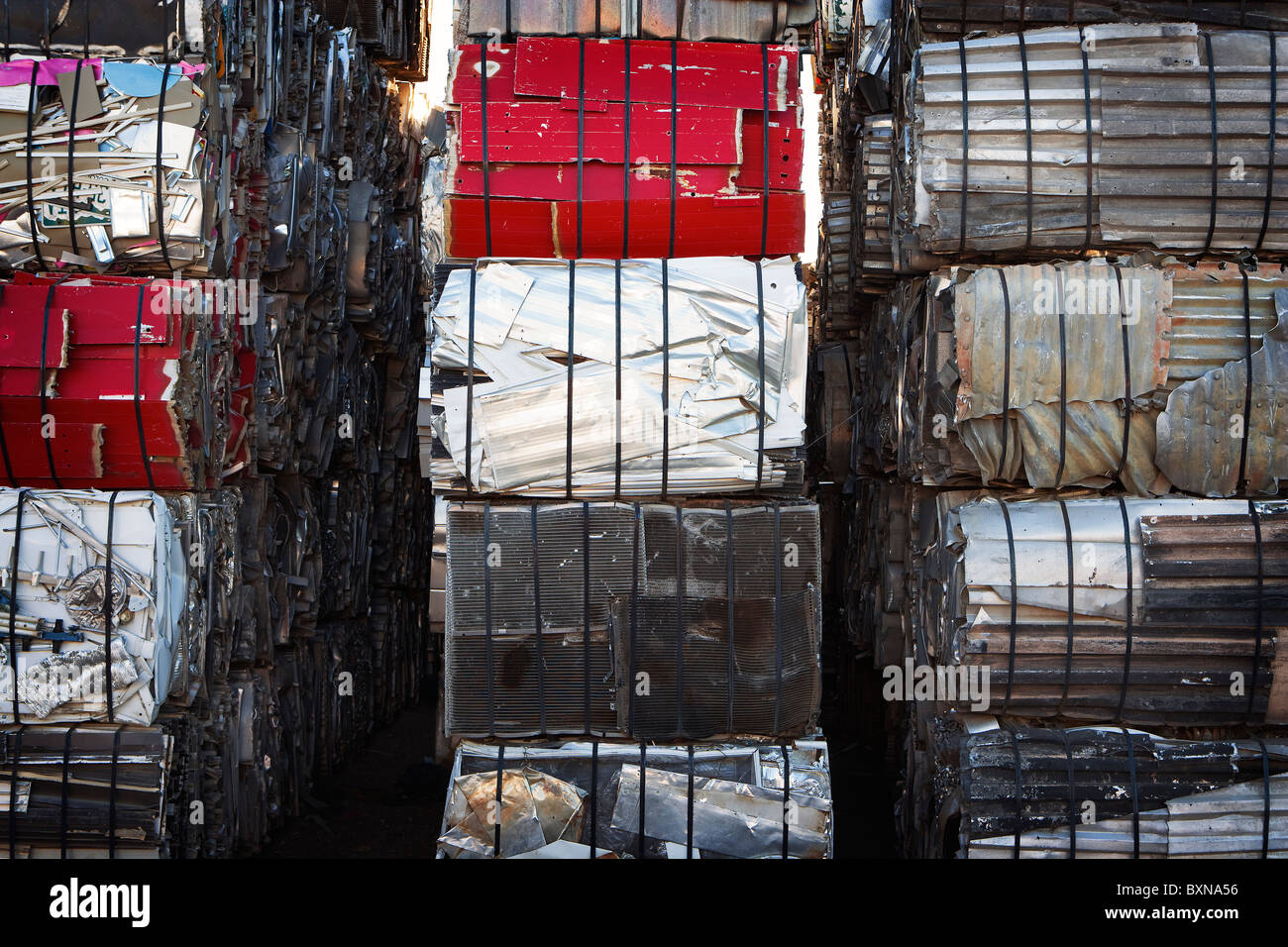 Scrap Aluminum Is Compressed Baled And Stacked Ready For Recycling